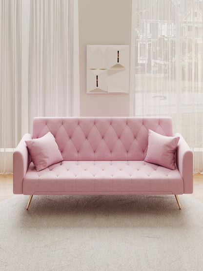 Livia Pink Velvet Sleeper Sofa