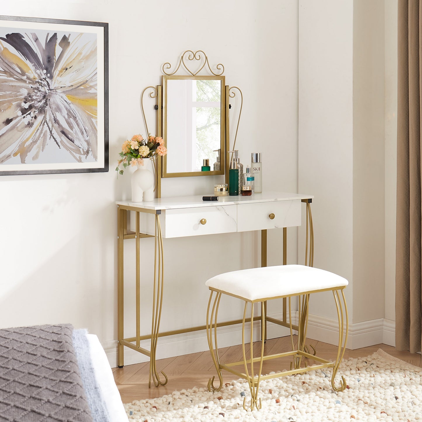 Elara Vanity Table and Mirror