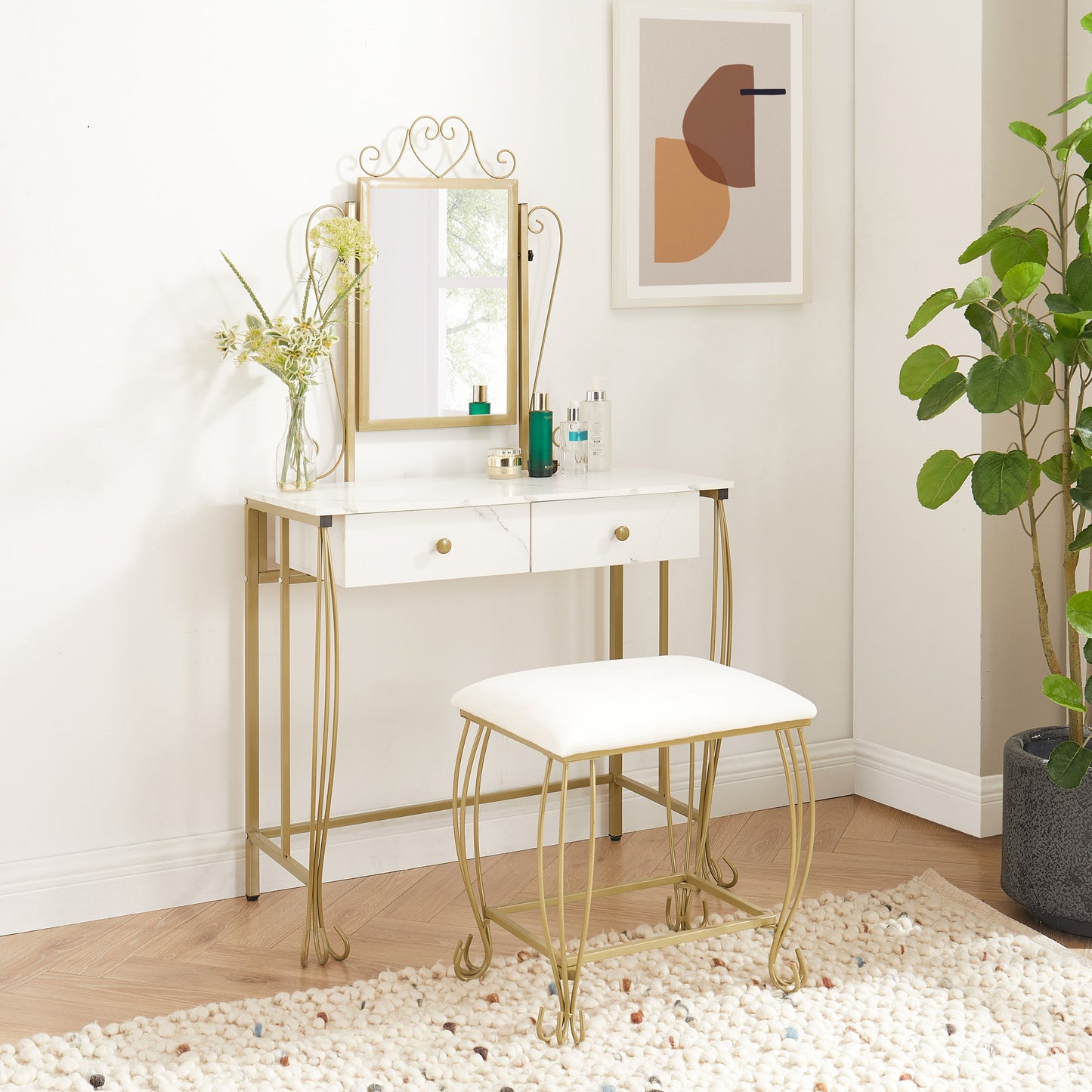 Elara Vanity Table and Mirror