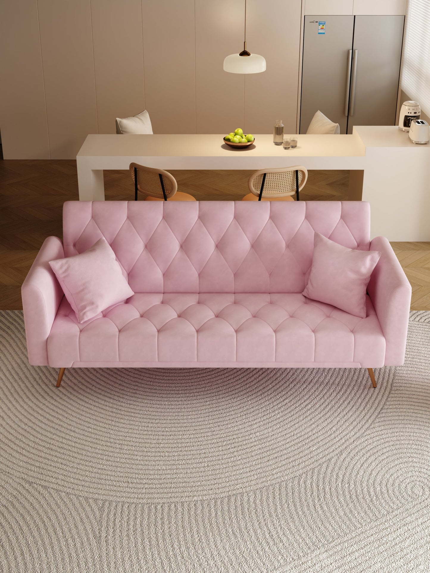 Livia Pink Velvet Sleeper Sofa