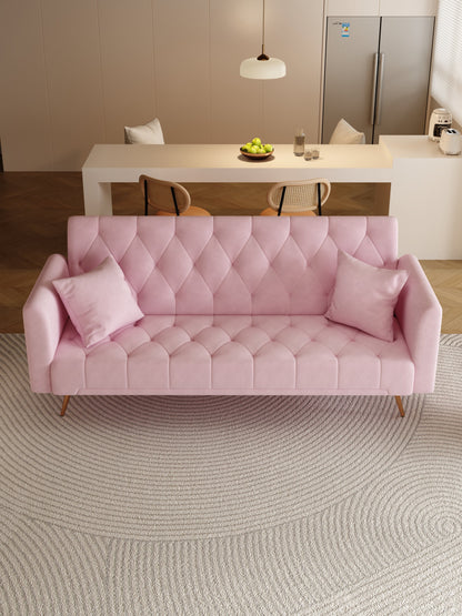 Livia Pink Velvet Sleeper Sofa