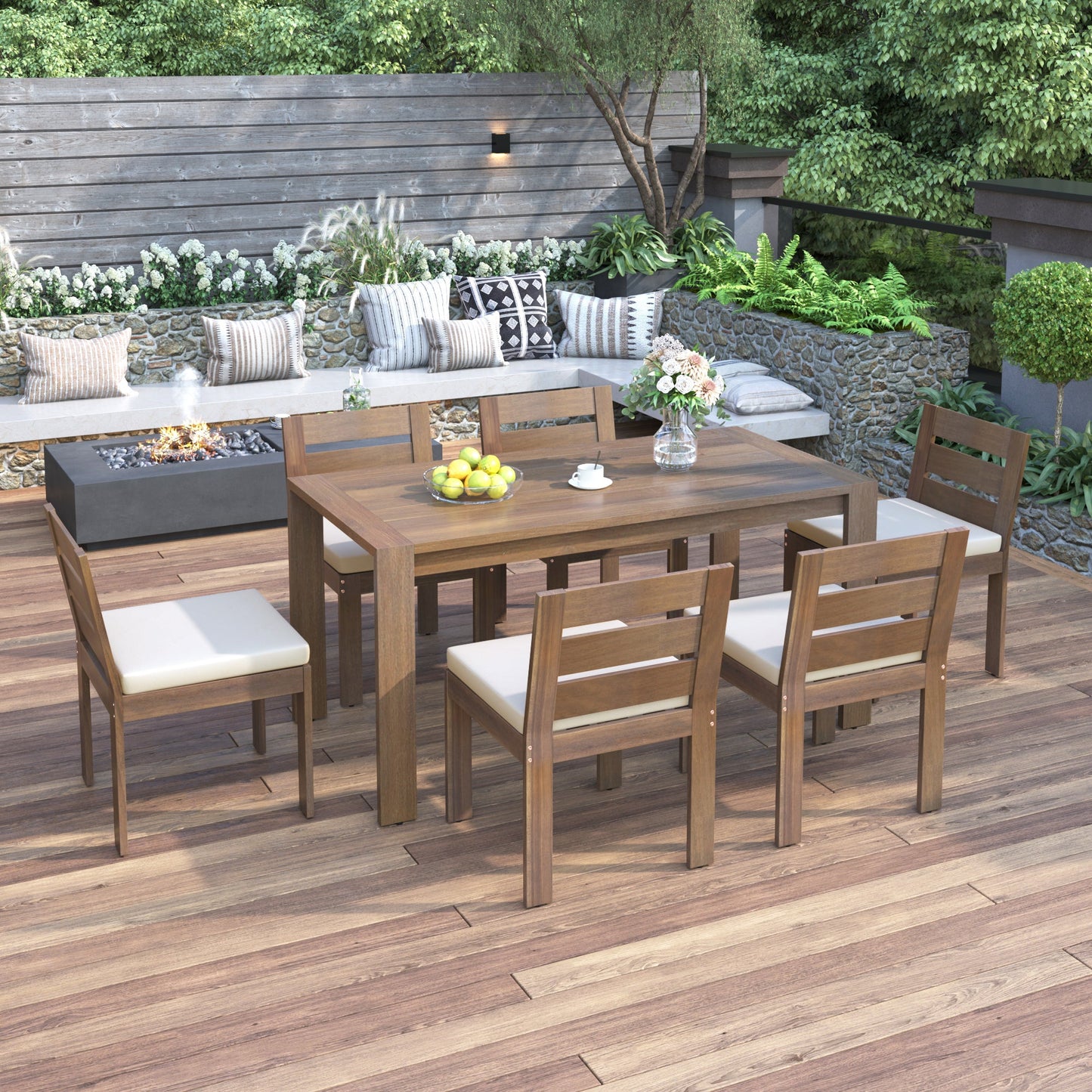 Solara Acacia Outdoor Dining Set for 6