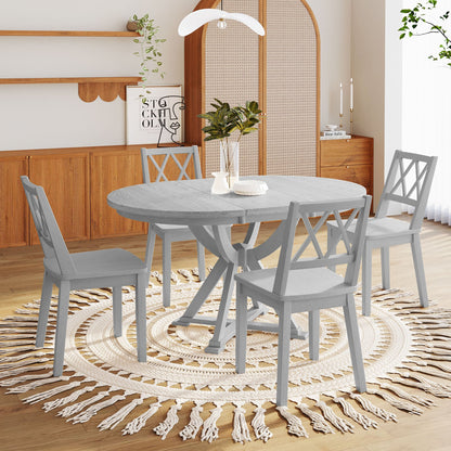 Ashford Mid-Century Farmhouse 5-Piece Extendable Dining Set