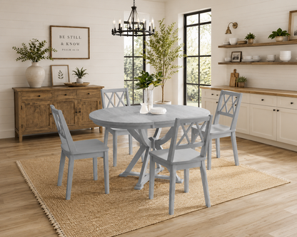 Ashford Mid-Century Farmhouse 5-Piece Extendable Dining Set