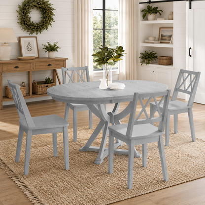 Ashford Mid-Century Farmhouse 5-Piece Extendable Dining Set