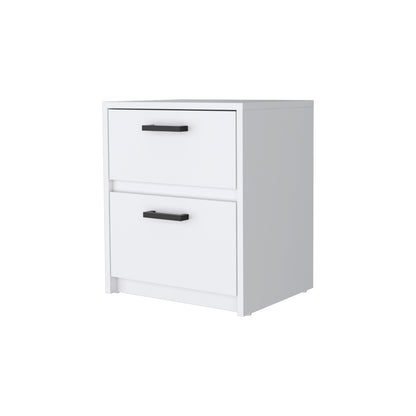 Karval 2-Piece Bedroom Set - White Armoire and Nightstand