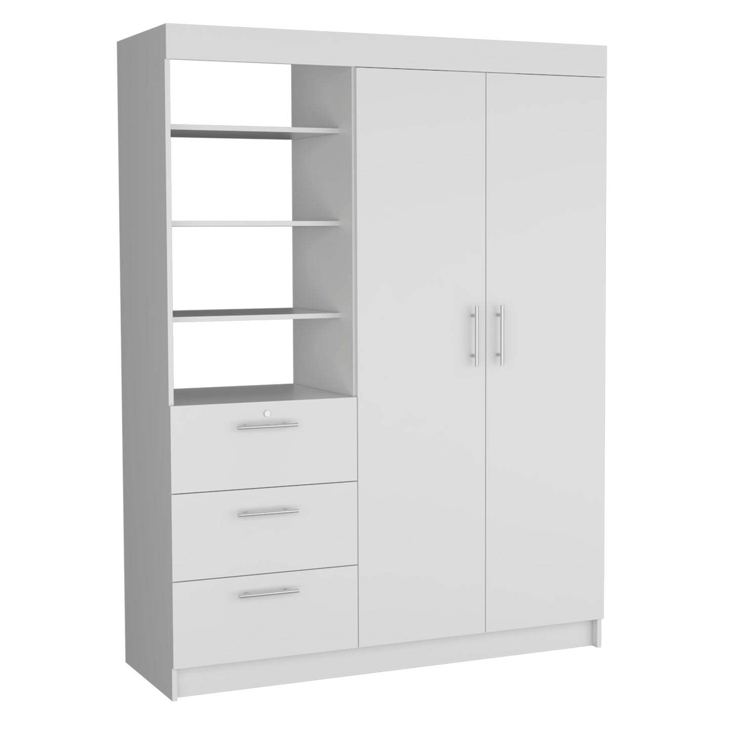 Karval 2-Piece Bedroom Set - White Armoire and Nightstand