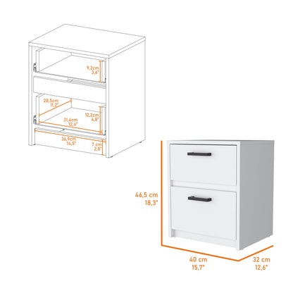 Karval 2-Piece Bedroom Set - White Armoire and Nightstand