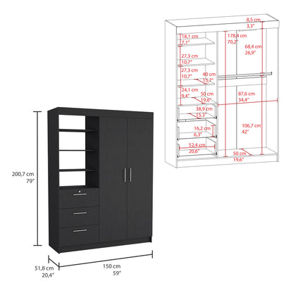Kenya Black Armoire and Nightstand