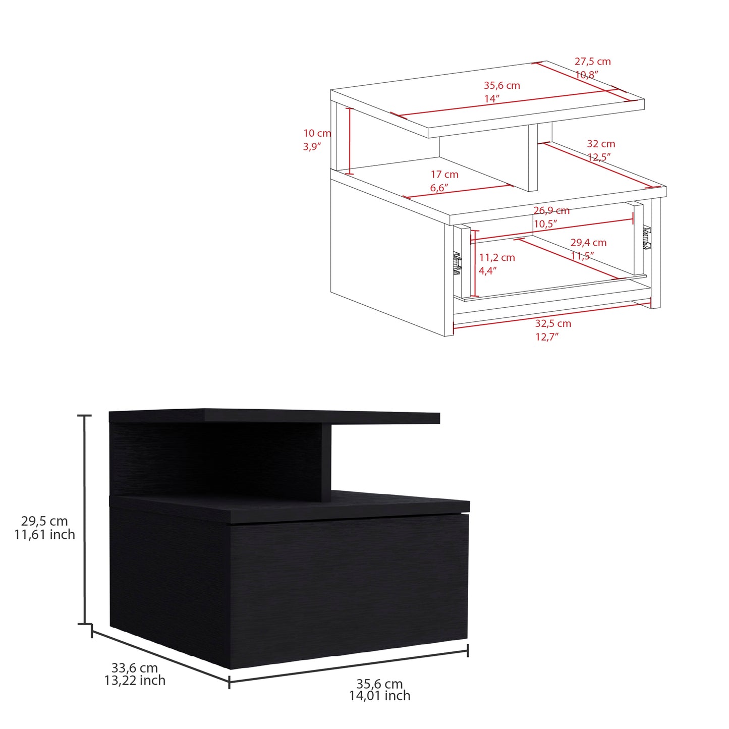 Kenya Black Armoire and Nightstand