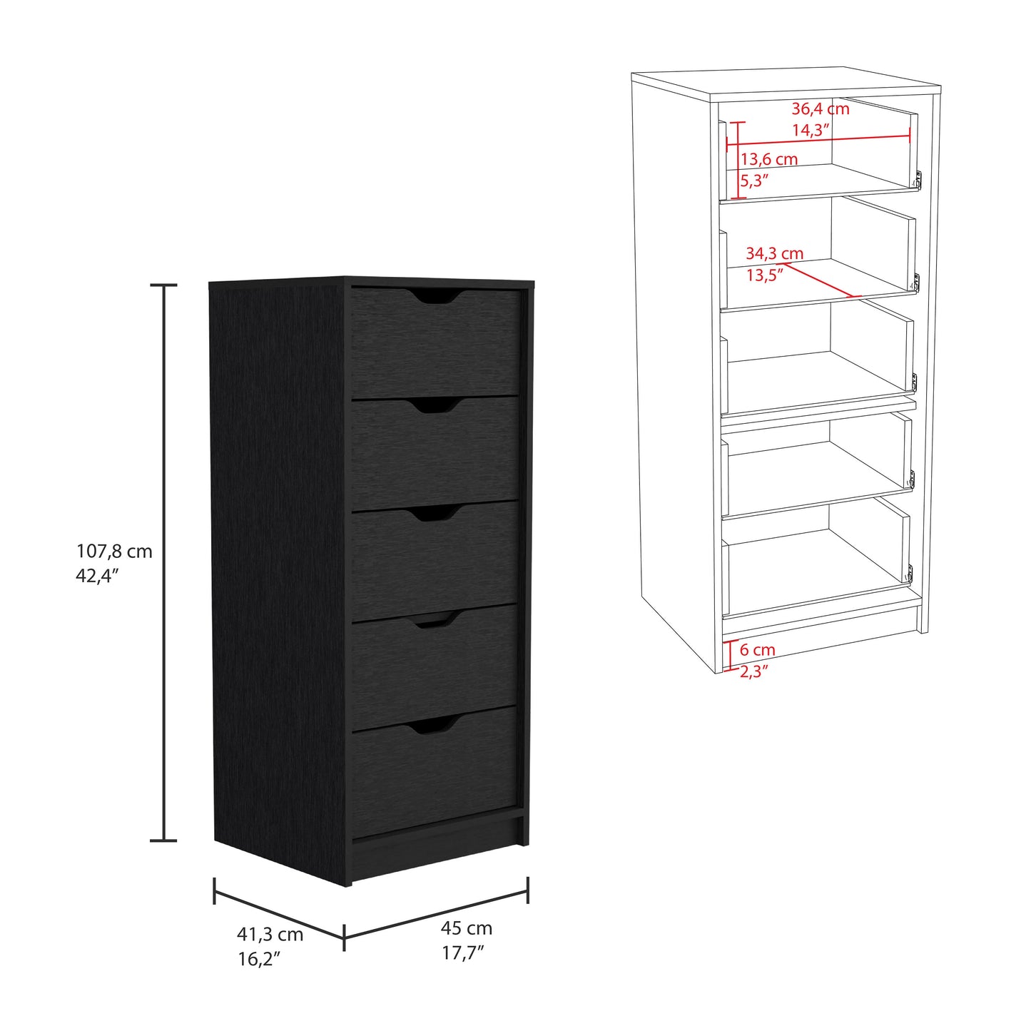 Raymer Black Dresser and Nightstand