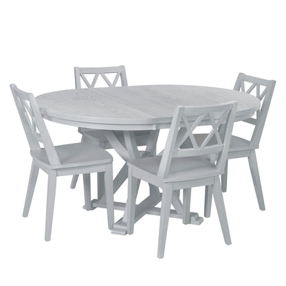 Ashford Mid-Century Farmhouse 5-Piece Extendable Dining Set