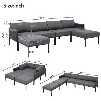Arden 6-Piece Aluminum Outdoor Sofa Set