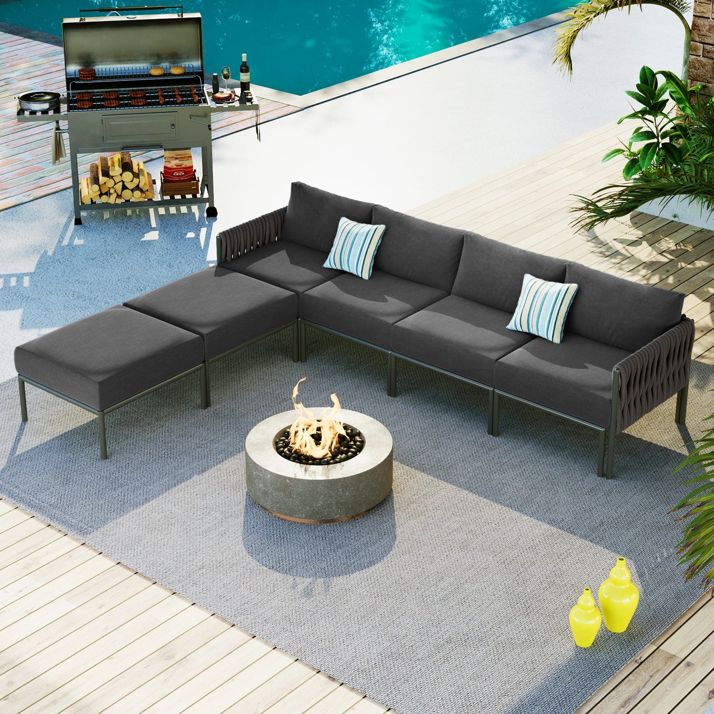 Arden 6-Piece Aluminum Outdoor Sofa Set