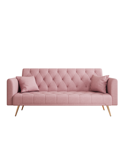 Livia Pink Velvet Sleeper Sofa