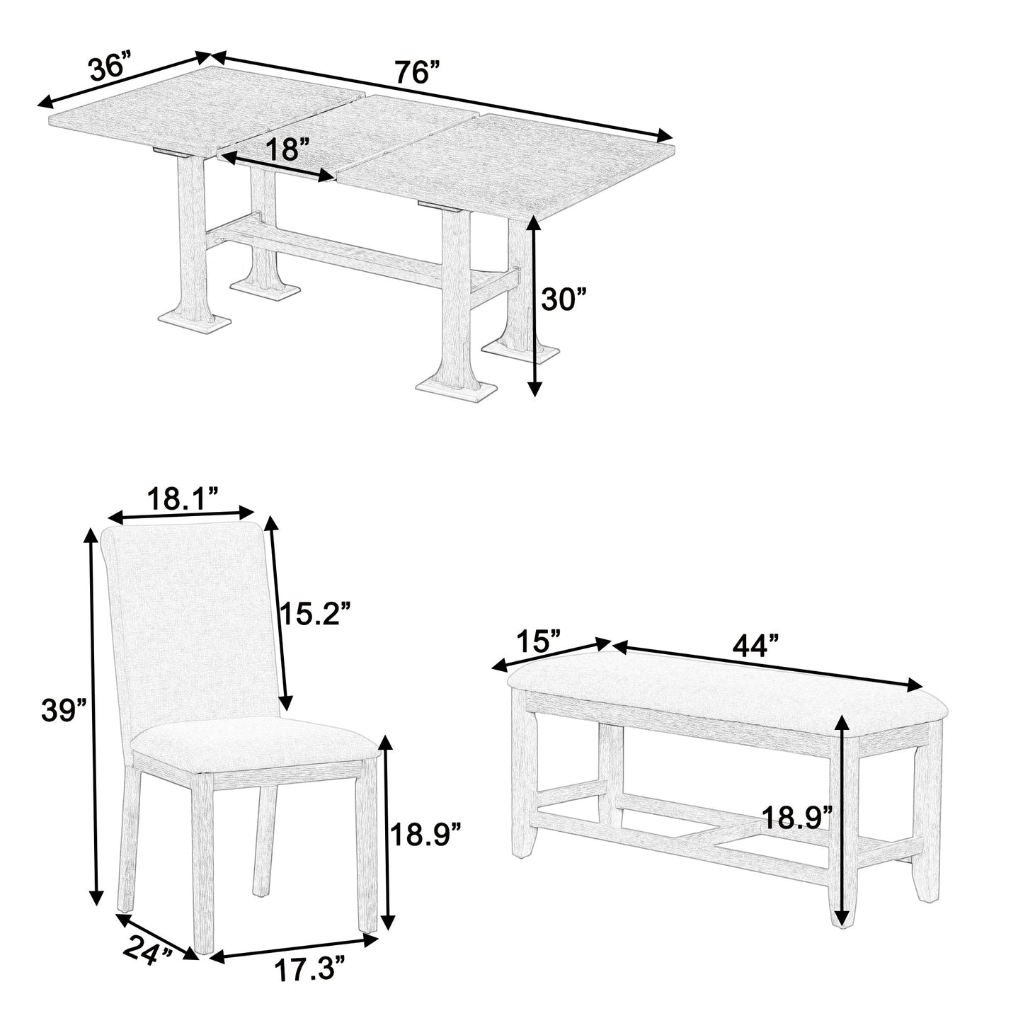 Harper 6-Piece Farmhouse Dining Set