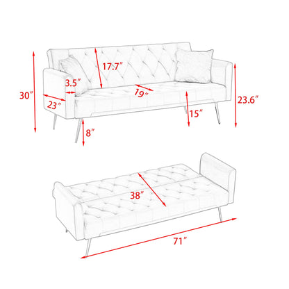 Livia Pink Velvet Sleeper Sofa