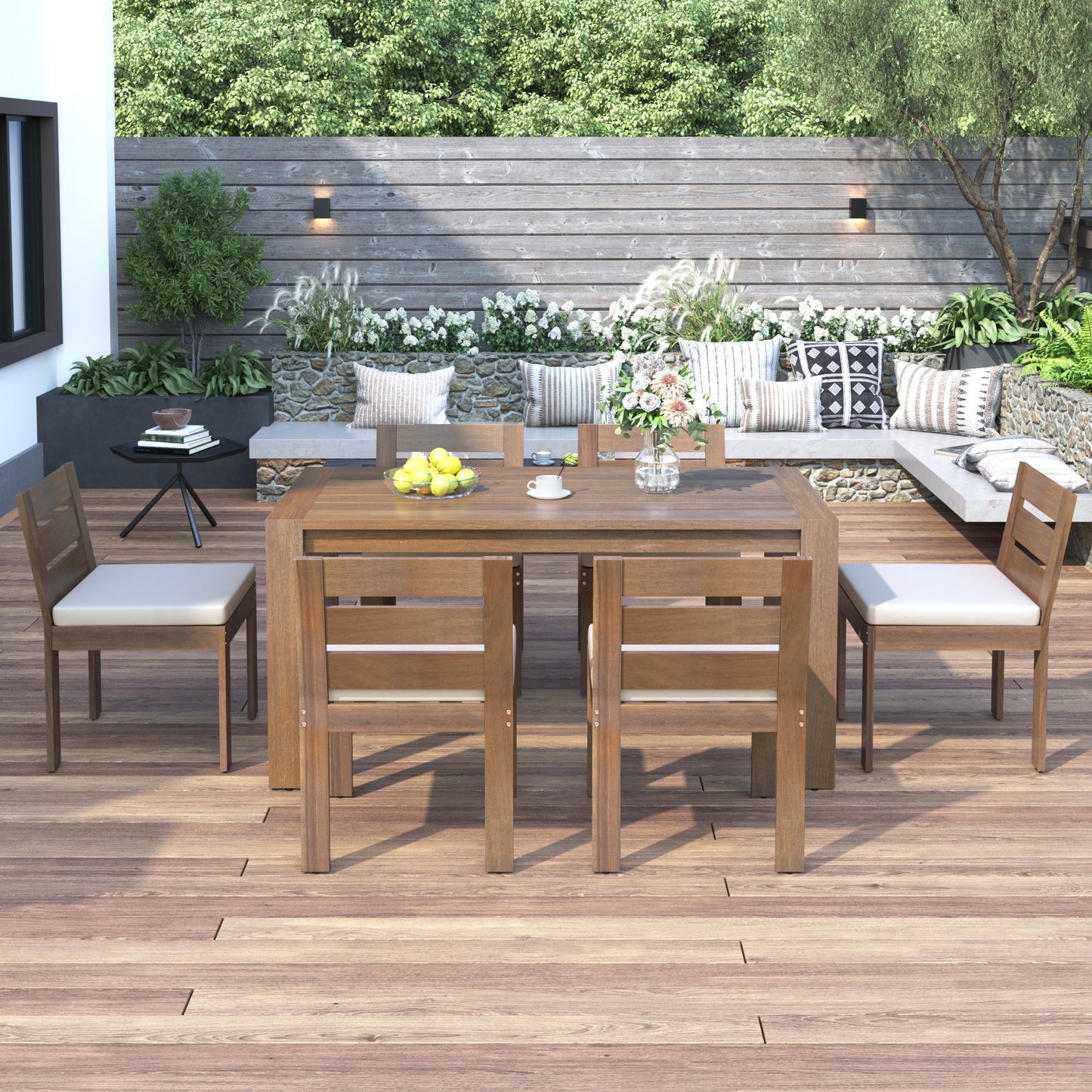 Solara Acacia Outdoor Dining Set for 6